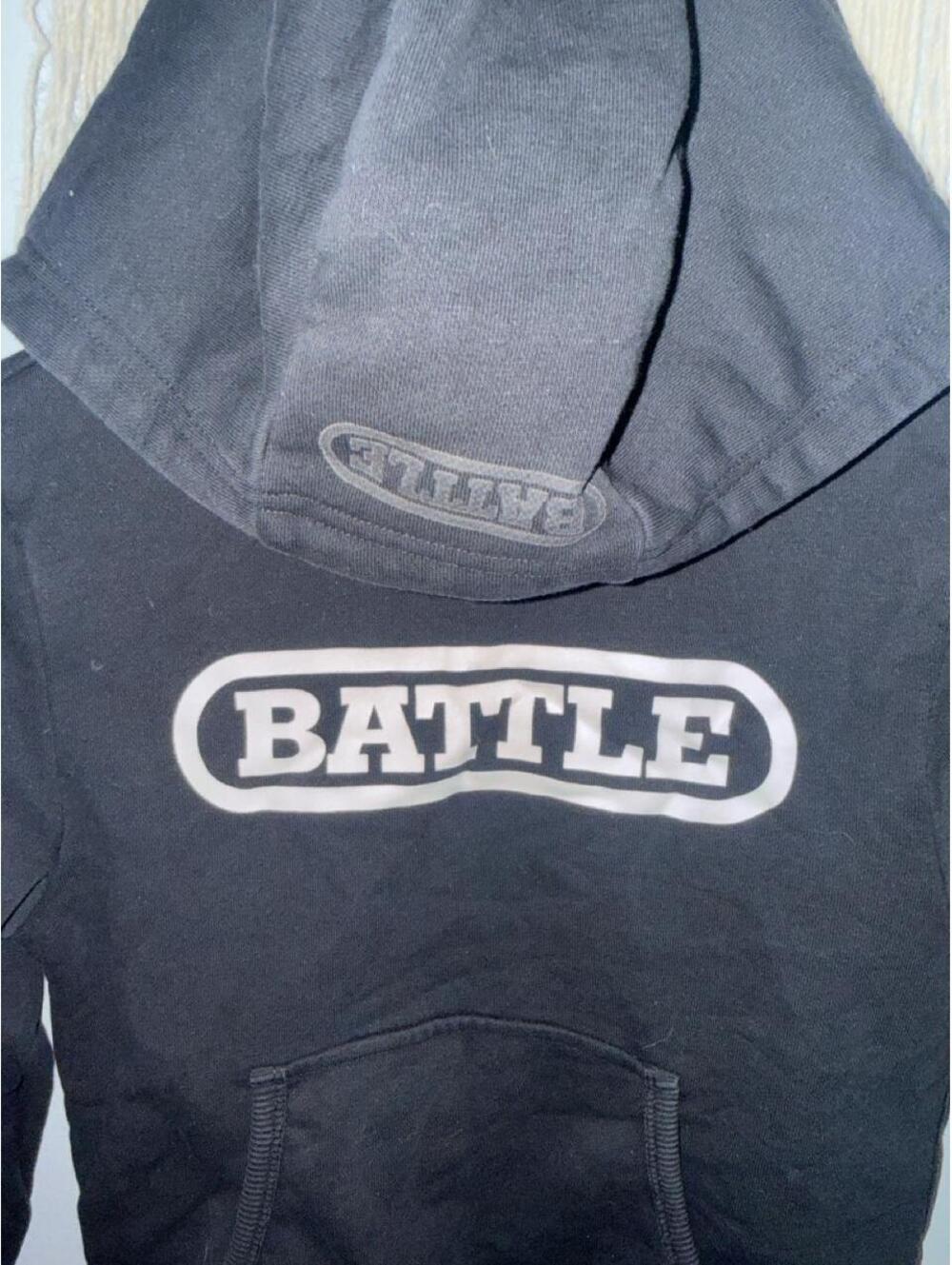 BATTLE Black Hoodie Youth Small Cotton-Polyester Blend - Picture 2 of 4